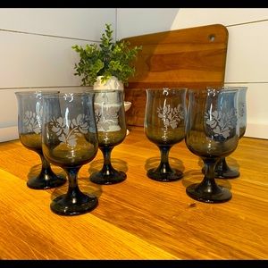 Set of 6 Pfaltzgraff Yorktowne Etched Juice Glasses